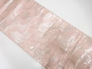 毘沙門亀甲に花古典柄模様織り出しリバーシブル全通袋帯